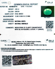 4.66/CT Natural Panna Stone with Govt. Lab Certificate